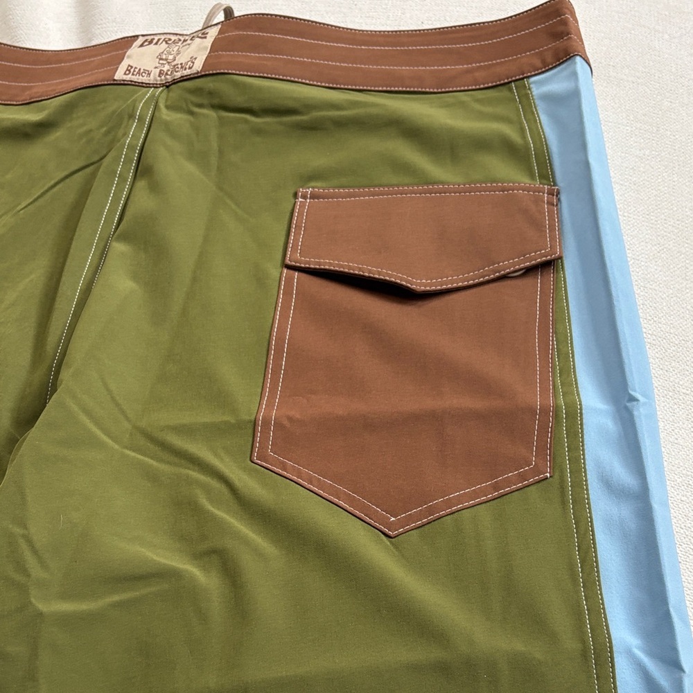 Birdwell Olive and Sky Blue Board Shorts - Picture 7 of 9